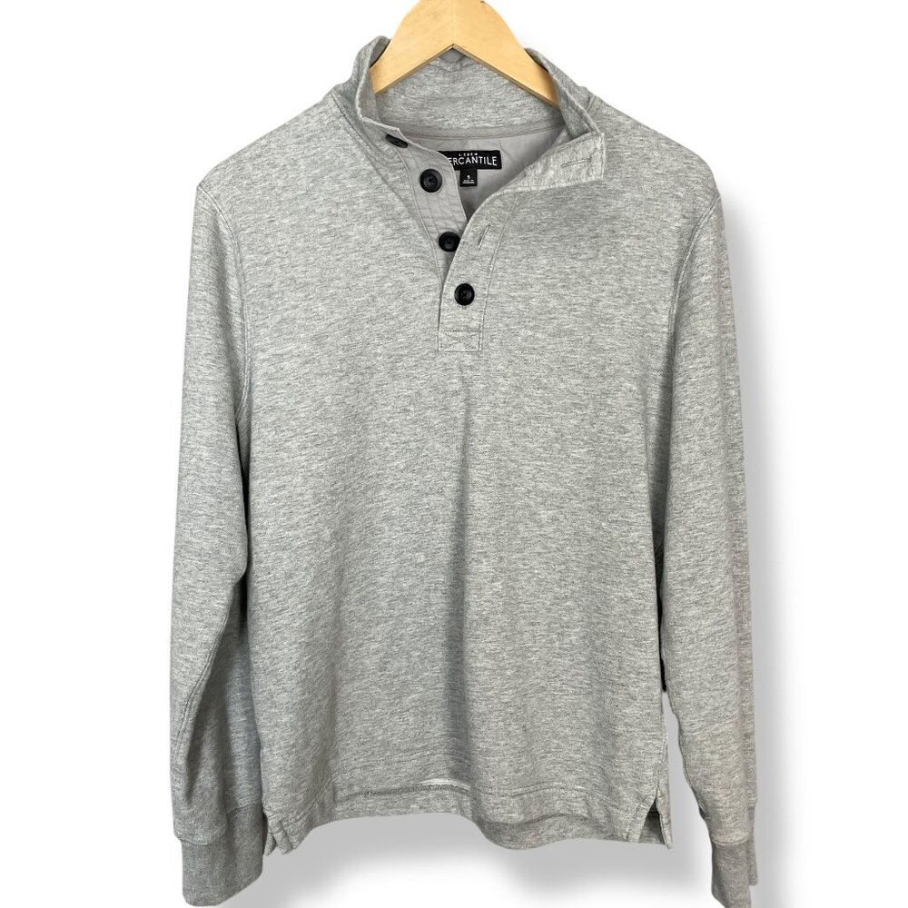 J. Crew Mercantile‎ Sweatshirt Fleece Mockneck Pullover Men Small Heather Gray